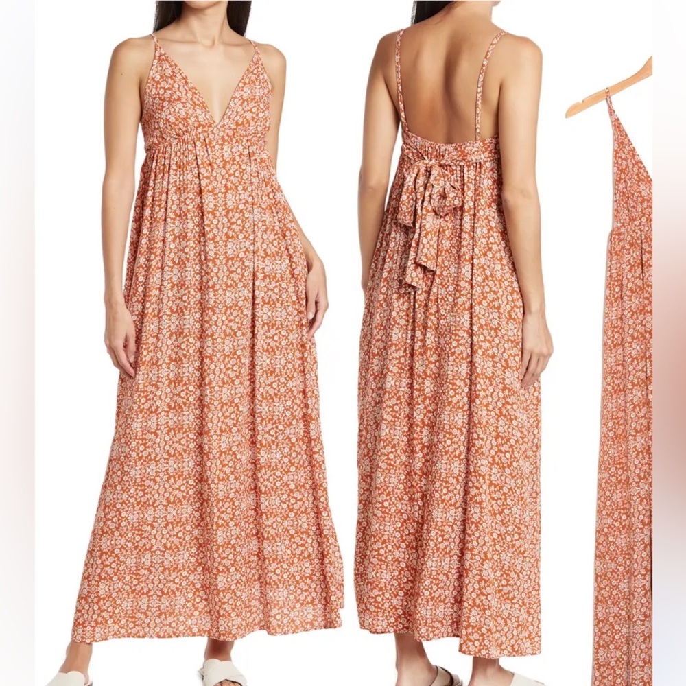 Floral Tie Back Maxi Dress by KNOW ONE CARES